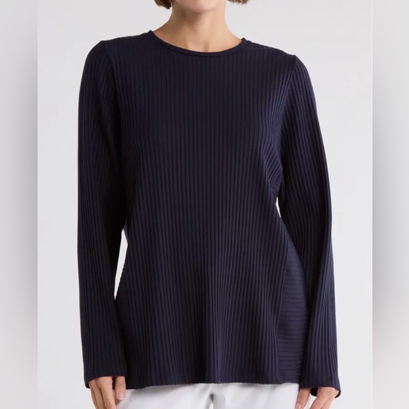 Eileen Fisher Tops - 🆕 Eileen Fisher Ribbed Top Size M Dark Navy Stretch Minimalist Chic Office Work